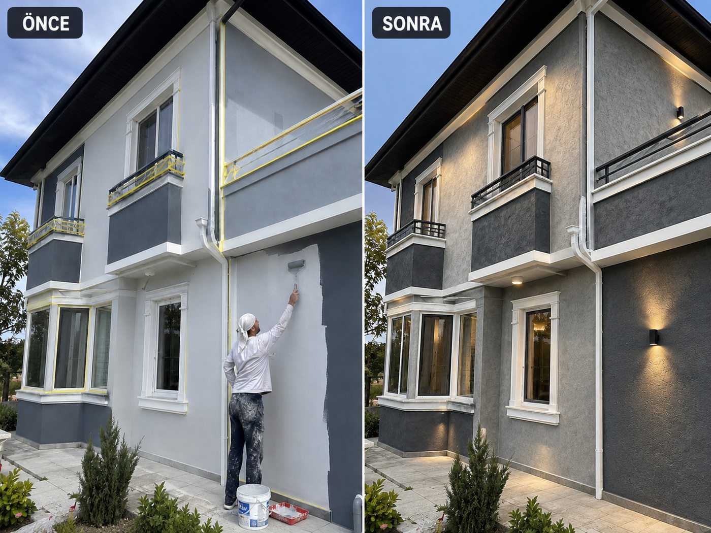 Gümüldür dış cephe boya öncesi ve sonrası